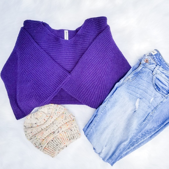 SOLD Purple Flared Sleeve Sweater - Picture 8 of 8